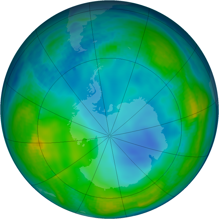 Antarctic ozone map for 13 June 1985